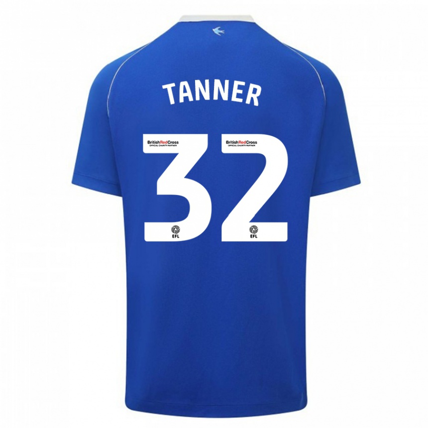 Herren Fußball Ollie Tanner #32 Blau Heimtrikot Trikot 2023/24 T-Shirt Luxemburg