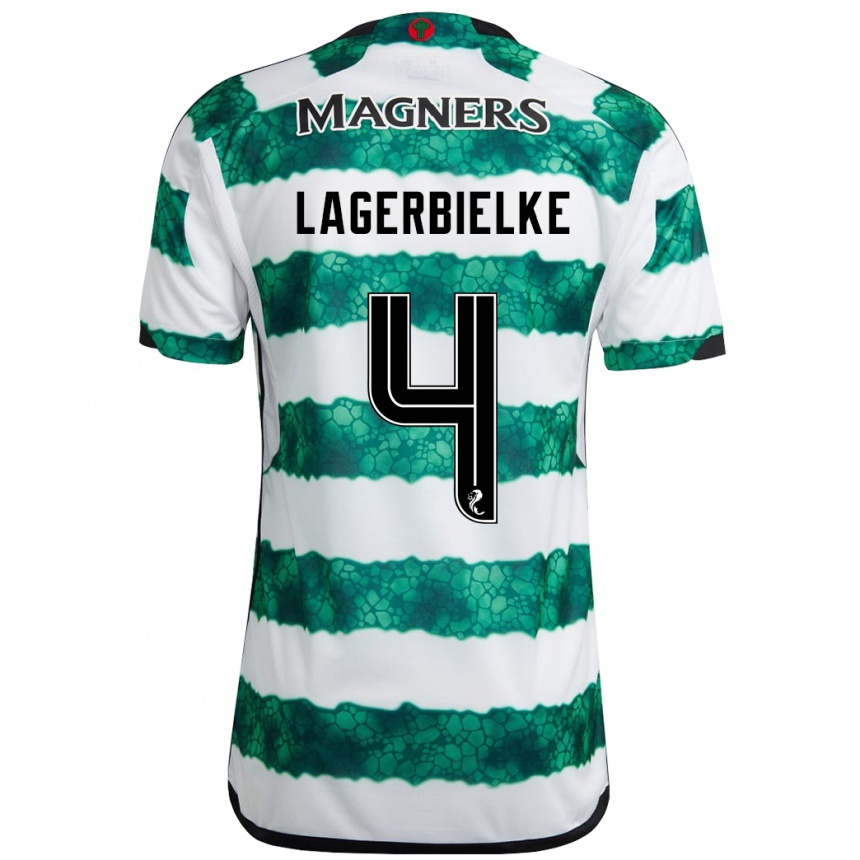 Herren Fußball Gustaf Lagerbielke #4 Grün Heimtrikot Trikot 2023/24 T-Shirt Luxemburg