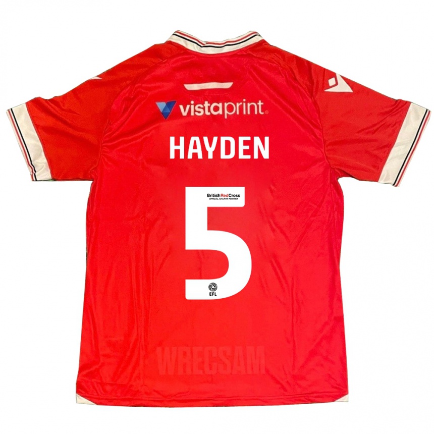 Herren Fußball Aaron Hayden #5 Rot Heimtrikot Trikot 2023/24 T-Shirt Luxemburg