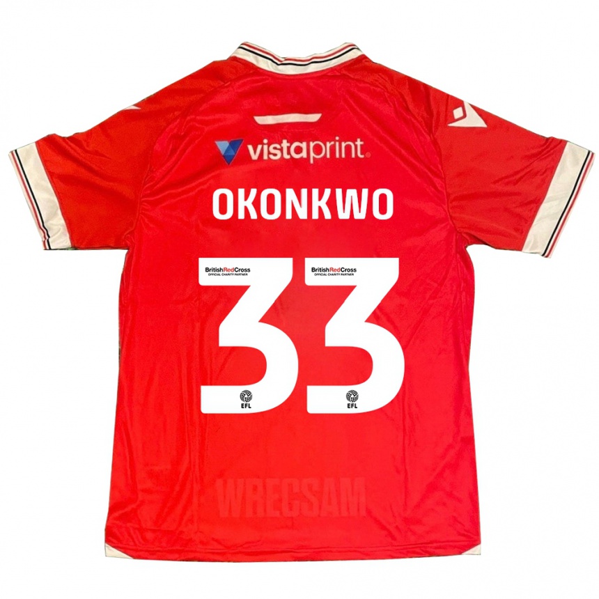Herren Fußball Arthur Okonkwo #33 Rot Heimtrikot Trikot 2023/24 T-Shirt Luxemburg