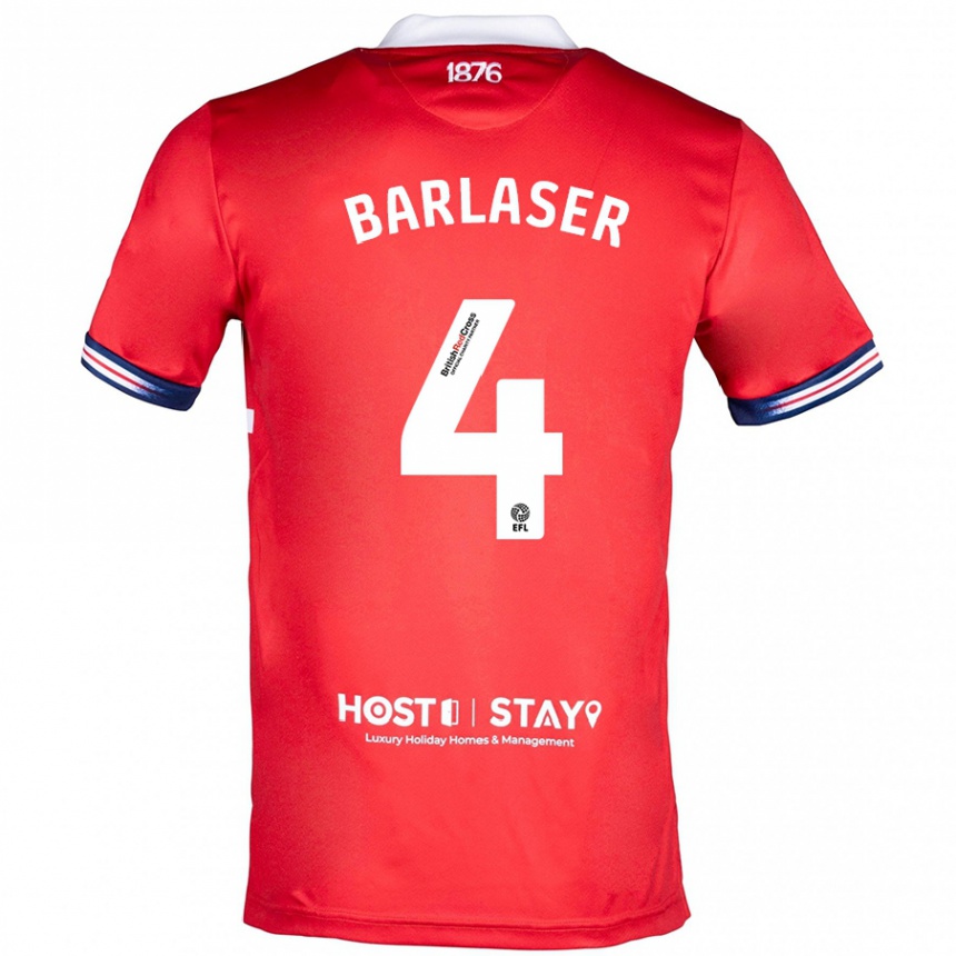 Herren Fußball Dan Barlaser #4 Rot Heimtrikot Trikot 2023/24 T-Shirt Luxemburg