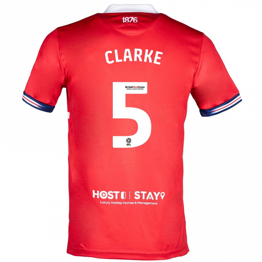 Herren Fußball Matt Clarke #5 Rot Heimtrikot Trikot 2023/24 T-Shirt Luxemburg