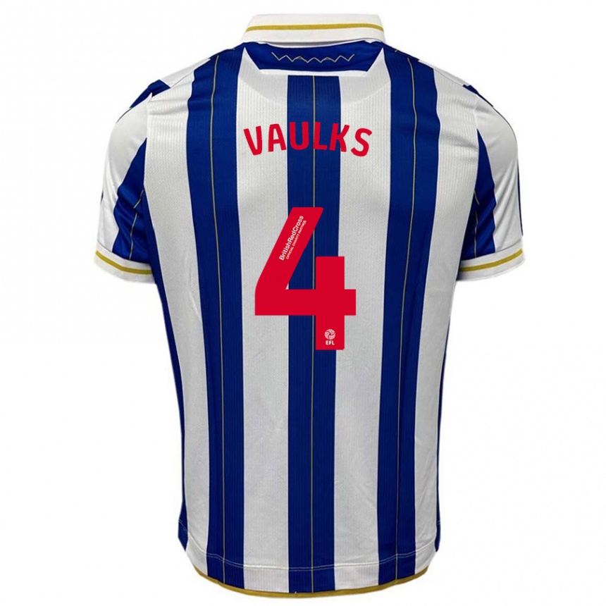 Herren Fußball Will Vaulks #4 Blau Weiss Heimtrikot Trikot 2023/24 T-Shirt Luxemburg