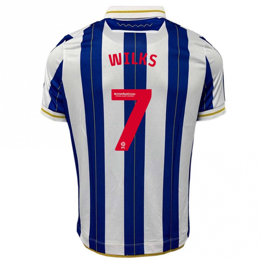 Herren Fußball Mallik Wilks #7 Blau Weiss Heimtrikot Trikot 2023/24 T-Shirt Luxemburg