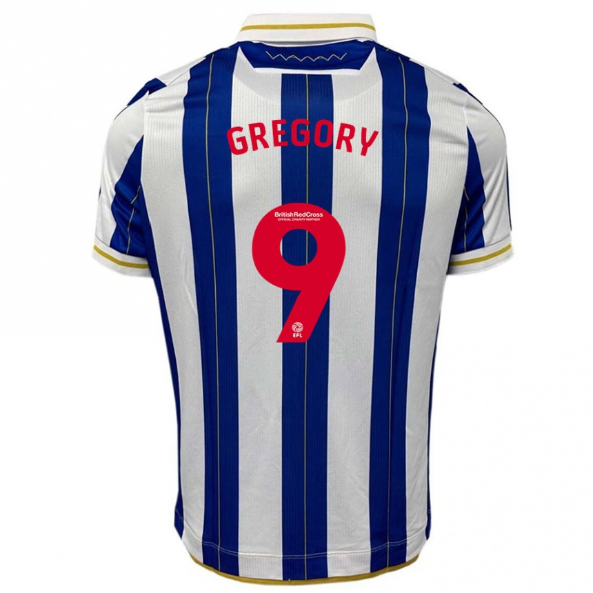 Herren Fußball Lee Gregory #9 Blau Weiss Heimtrikot Trikot 2023/24 T-Shirt Luxemburg