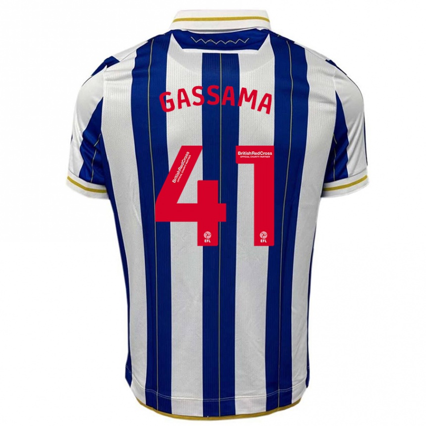 Herren Fußball Djeidi Gassama #41 Blau Weiss Heimtrikot Trikot 2023/24 T-Shirt Luxemburg