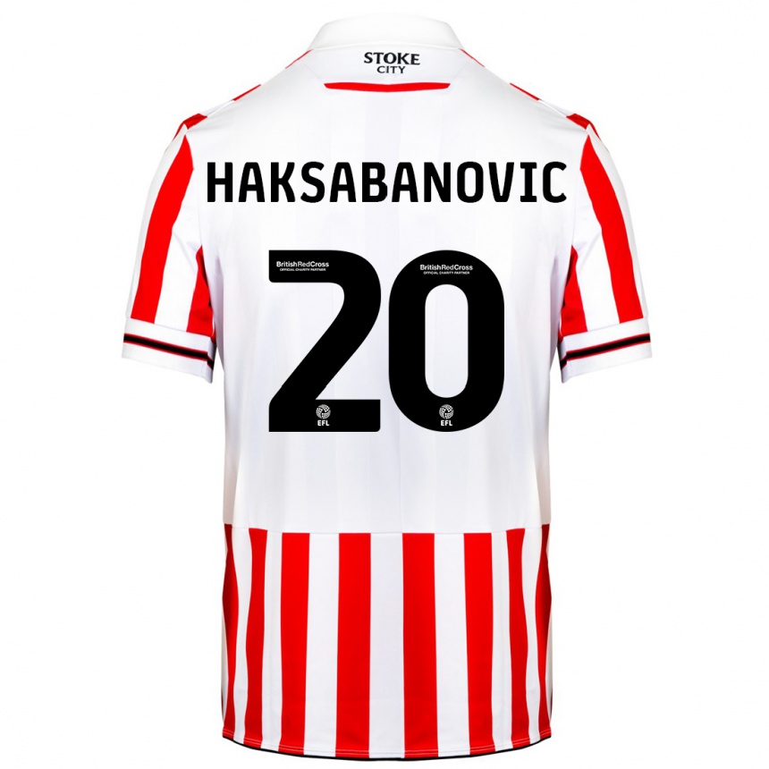 Herren Fußball Sead Hakšabanović #20 Rot-Weiss Heimtrikot Trikot 2023/24 T-Shirt Luxemburg