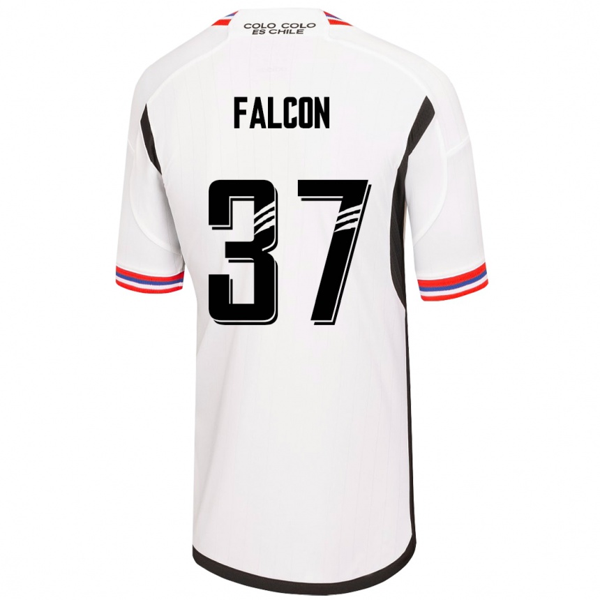 Herren Fußball Maximiliano Falcón #37 Weiß Heimtrikot Trikot 2023/24 T-Shirt Luxemburg