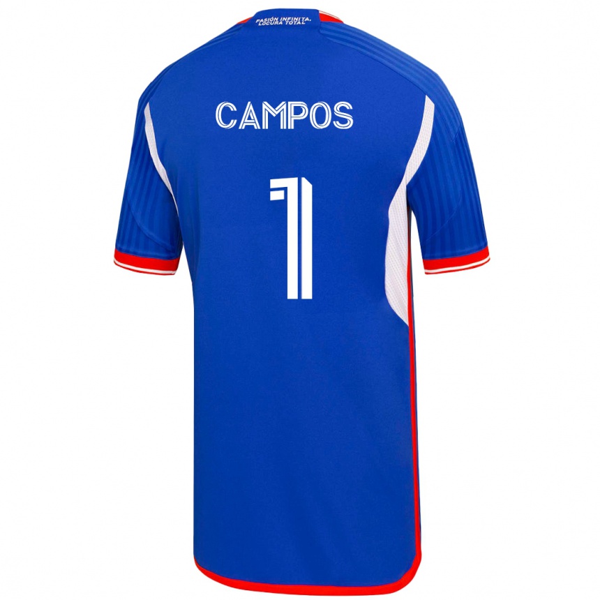 Herren Fußball Cristóbal Campos #1 Blau Heimtrikot Trikot 2023/24 T-Shirt Luxemburg