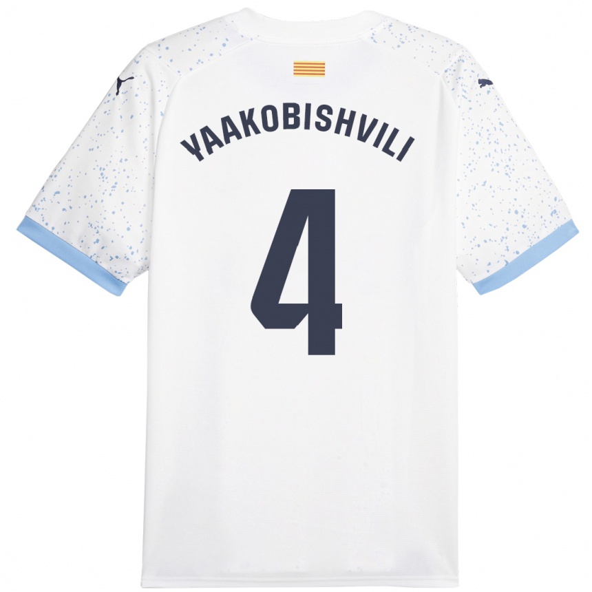Herren Fußball Antal Yaakobishvili #4 Weiß Auswärtstrikot Trikot 2023/24 T-Shirt Luxemburg