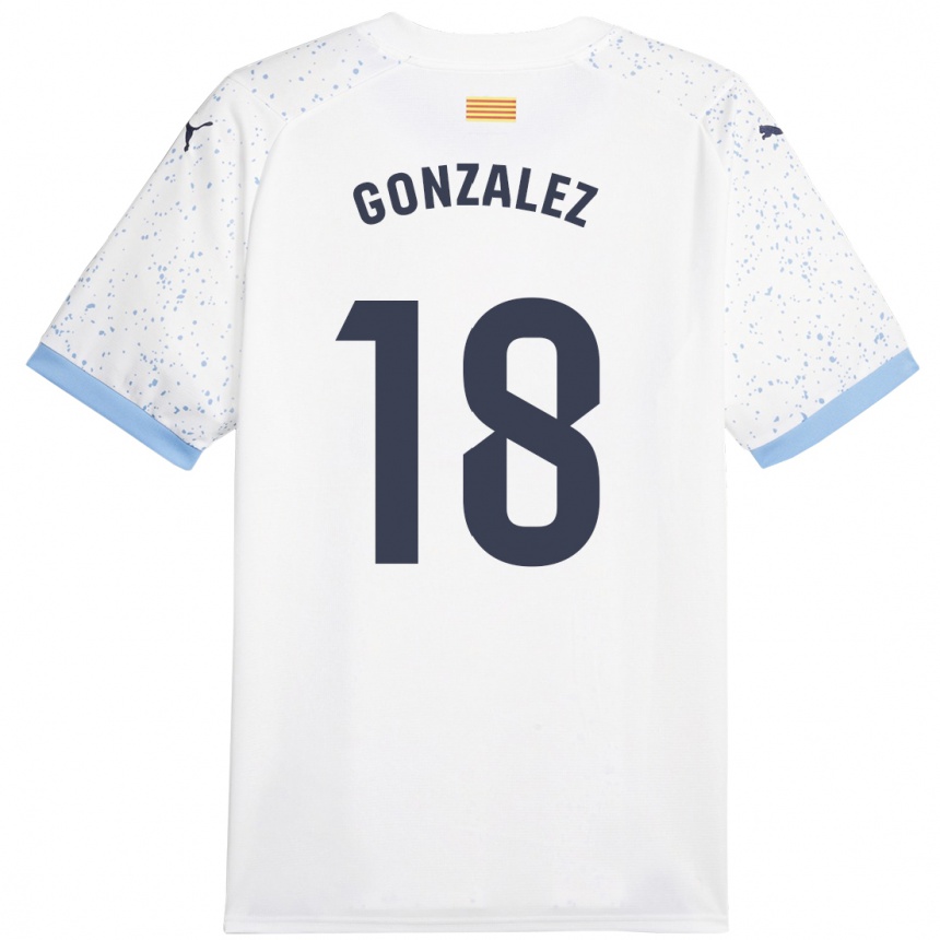 Herren Fußball Gerard Gonzalez #18 Weiß Auswärtstrikot Trikot 2023/24 T-Shirt Luxemburg