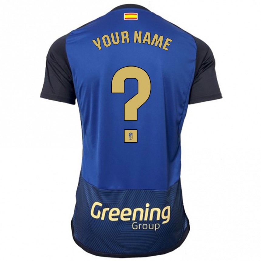 Herren Fußball Ihren Namen #0 Marine Auswärtstrikot Trikot 2023/24 T-Shirt Luxemburg