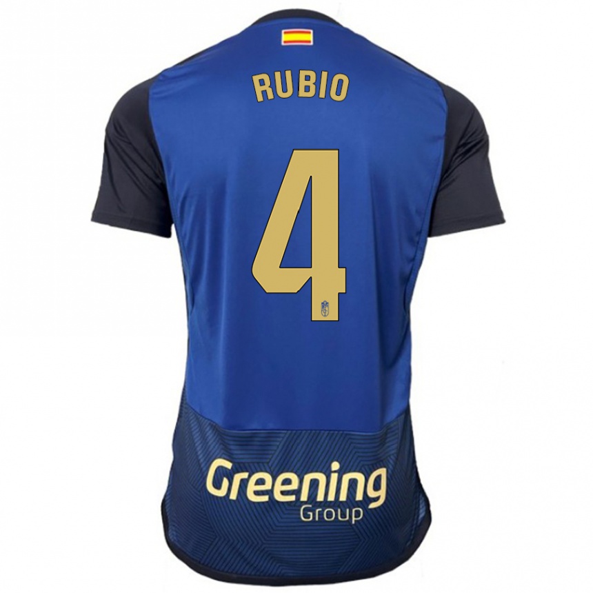Herren Fußball Miguel Rubio #4 Marine Auswärtstrikot Trikot 2023/24 T-Shirt Luxemburg