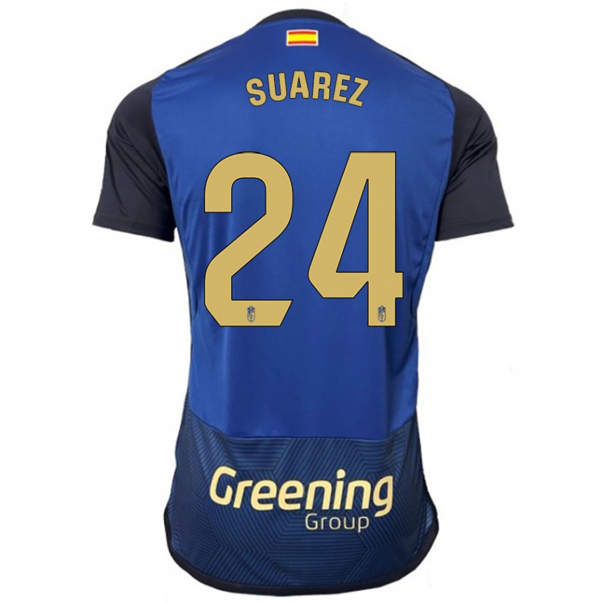 Herren Fußball Carlota Suárez #24 Marine Auswärtstrikot Trikot 2023/24 T-Shirt Luxemburg