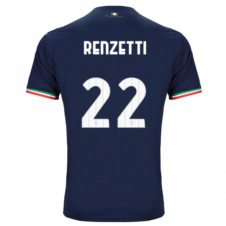 Herren Fußball Davide Renzetti #22 Marine Auswärtstrikot Trikot 2023/24 T-Shirt Luxemburg
