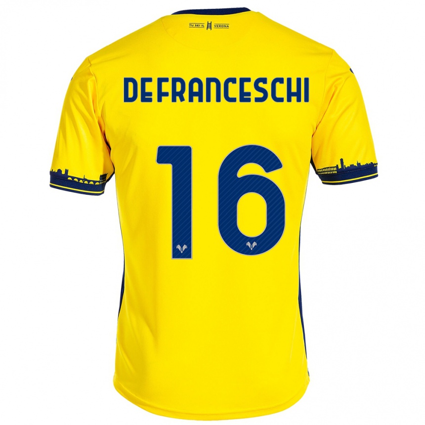 Herren Fußball Edoardo De Franceschi #16 Gelb Auswärtstrikot Trikot 2023/24 T-Shirt Luxemburg