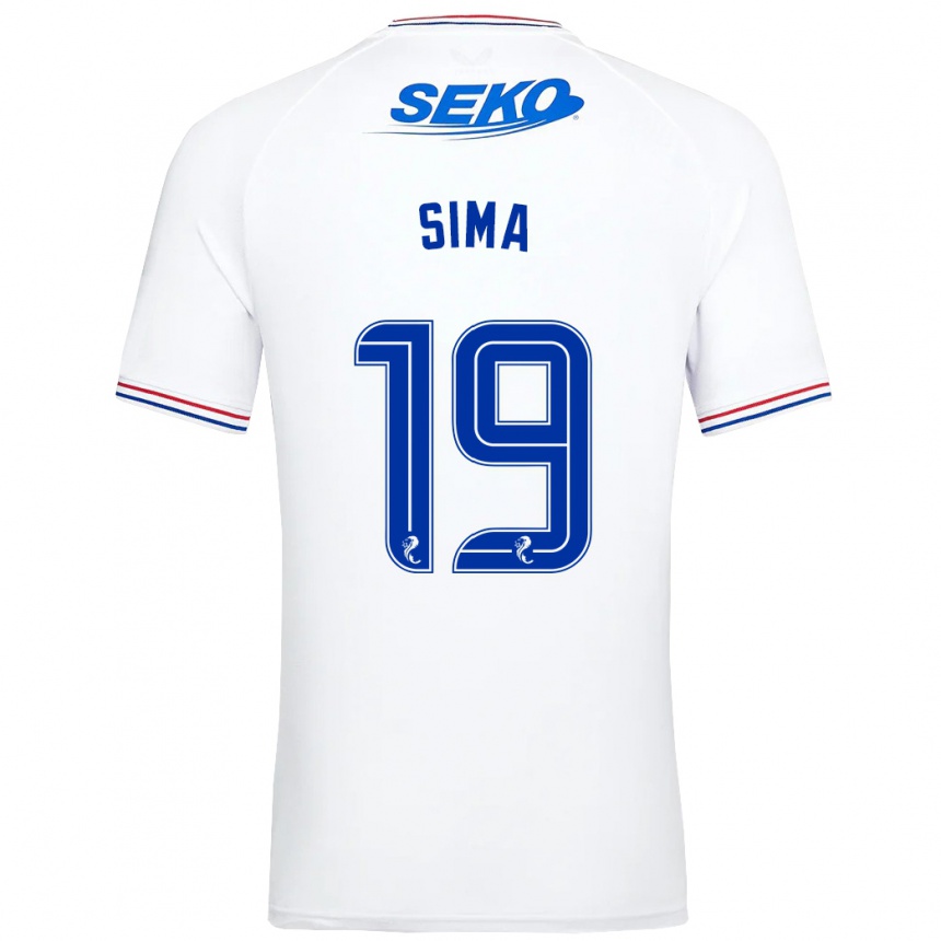 Herren Fußball Abdallah Sima #19 Weiß Auswärtstrikot Trikot 2023/24 T-Shirt Luxemburg