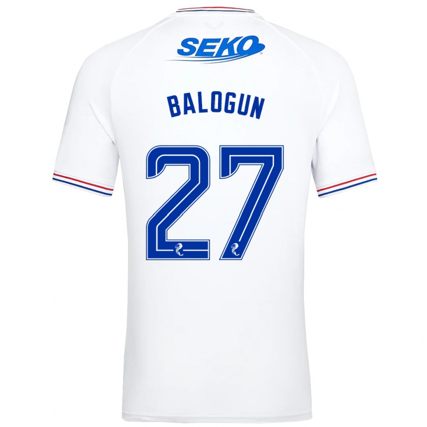 Herren Fußball Leon Balogun #27 Weiß Auswärtstrikot Trikot 2023/24 T-Shirt Luxemburg