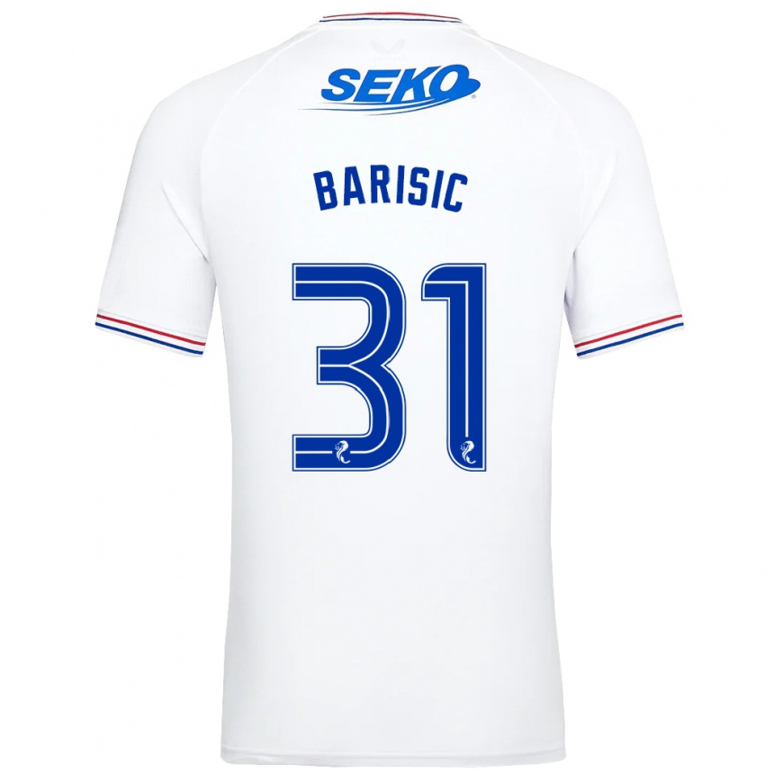 Herren Fußball Borna Barisic #31 Weiß Auswärtstrikot Trikot 2023/24 T-Shirt Luxemburg