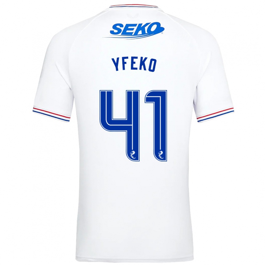 Herren Fußball Johnly Yfeko #41 Weiß Auswärtstrikot Trikot 2023/24 T-Shirt Luxemburg