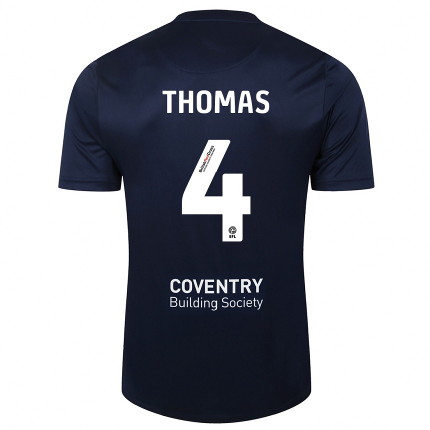 Herren Fußball Bobby Thomas #4 Rote Marine Auswärtstrikot Trikot 2023/24 T-Shirt Luxemburg