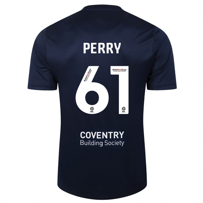 Herren Fußball Callum Perry #61 Rote Marine Auswärtstrikot Trikot 2023/24 T-Shirt Luxemburg