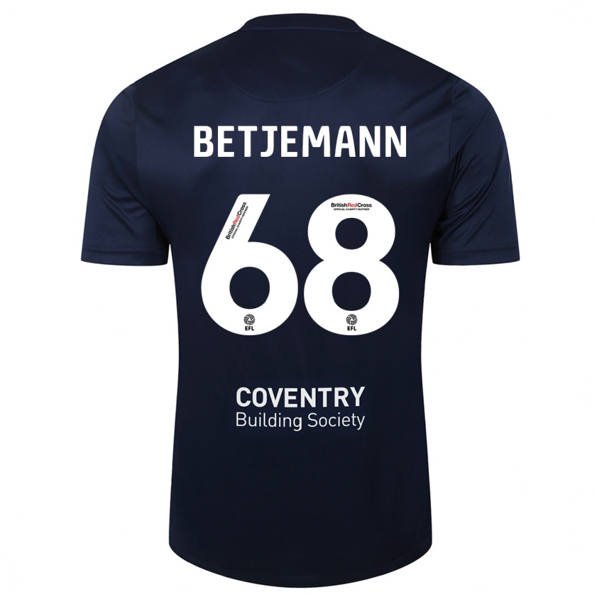 Herren Fußball Elliot Betjemann #68 Rote Marine Auswärtstrikot Trikot 2023/24 T-Shirt Luxemburg