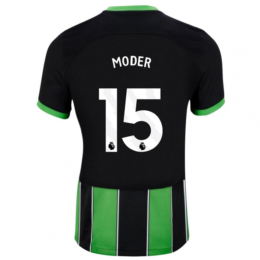 Herren Fußball Jakub Moder #15 Schwarz Grün Auswärtstrikot Trikot 2023/24 T-Shirt Luxemburg