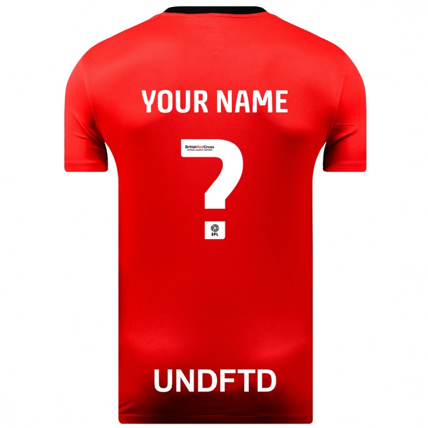 Herren Fußball Ihren Namen #0 Rot Auswärtstrikot Trikot 2023/24 T-Shirt Luxemburg