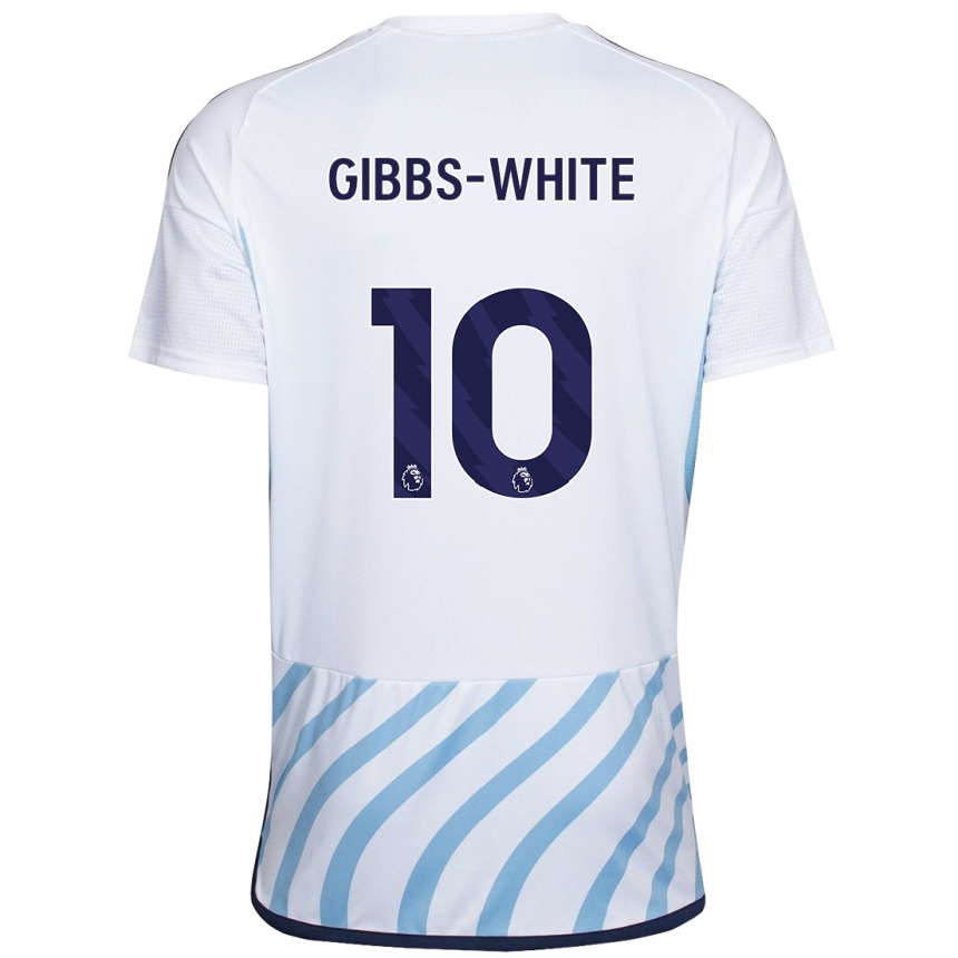 Herren Fußball Morgan Gibbs-White #10 Weiß Blau Auswärtstrikot Trikot 2023/24 T-Shirt Luxemburg