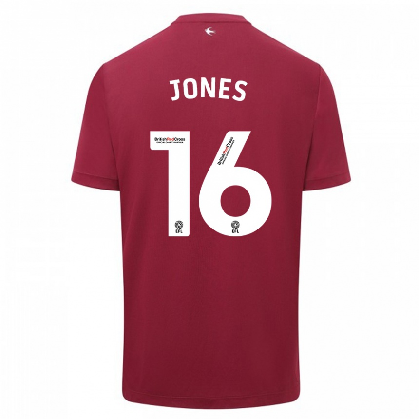 Herren Fußball Ellie Jones #16 Rot Auswärtstrikot Trikot 2023/24 T-Shirt Luxemburg