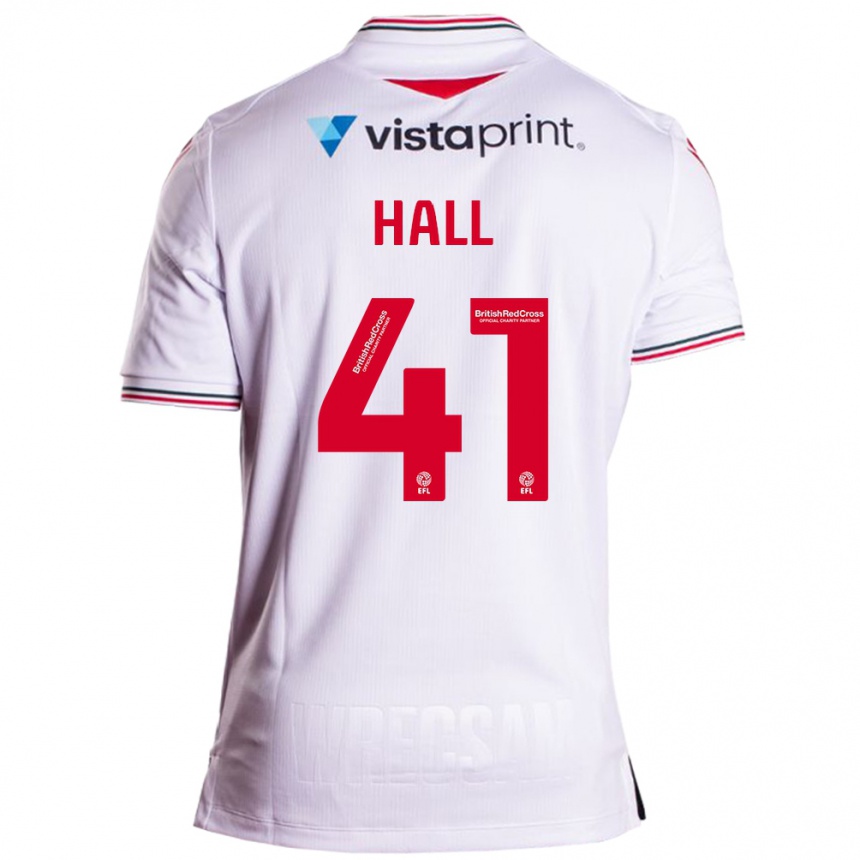 Herren Fußball Liam Hall #41 Weiß Auswärtstrikot Trikot 2023/24 T-Shirt Luxemburg