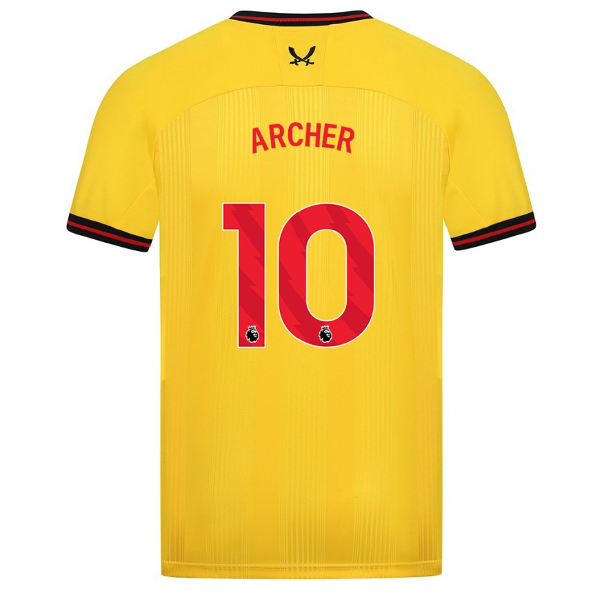 Herren Fußball Cameron Archer #10 Gelb Auswärtstrikot Trikot 2023/24 T-Shirt Luxemburg