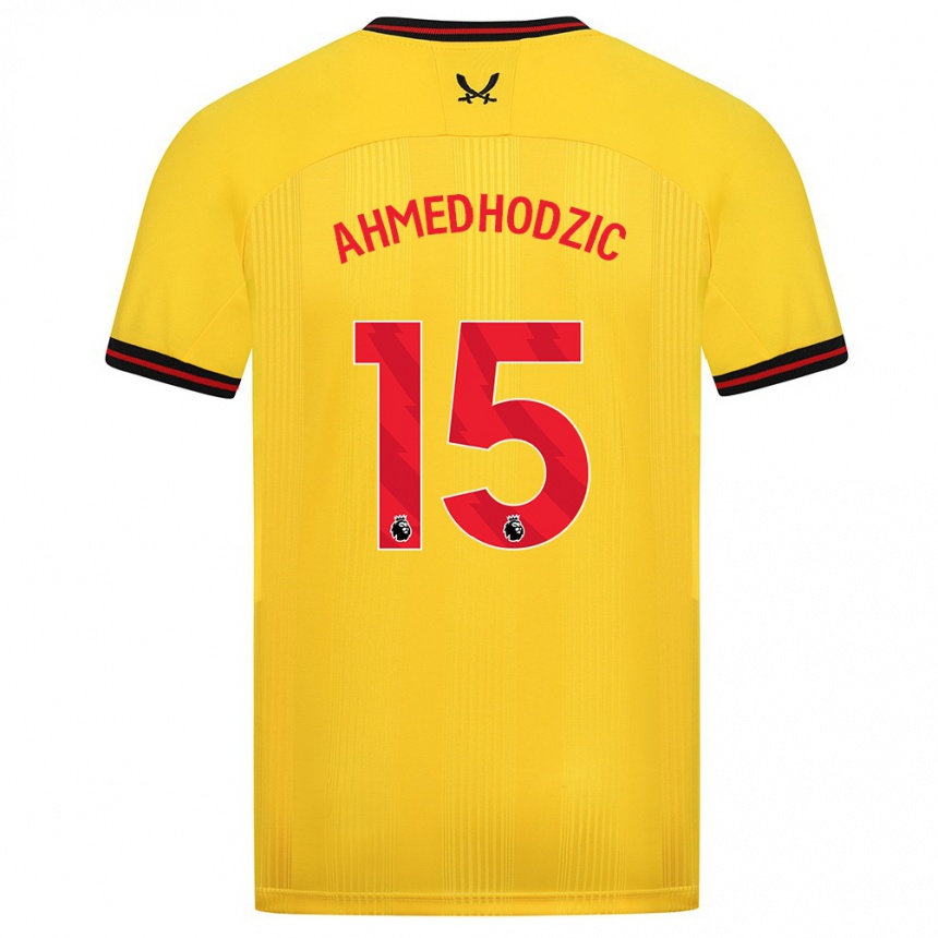 Herren Fußball Anel Ahmedhodzic #15 Gelb Auswärtstrikot Trikot 2023/24 T-Shirt Luxemburg