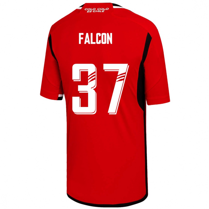 Herren Fußball Maximiliano Falcón #37 Rot Auswärtstrikot Trikot 2023/24 T-Shirt Luxemburg