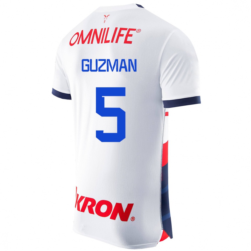 Herren Fußball Víctor Guzmán #5 Weiß Auswärtstrikot Trikot 2023/24 T-Shirt Luxemburg