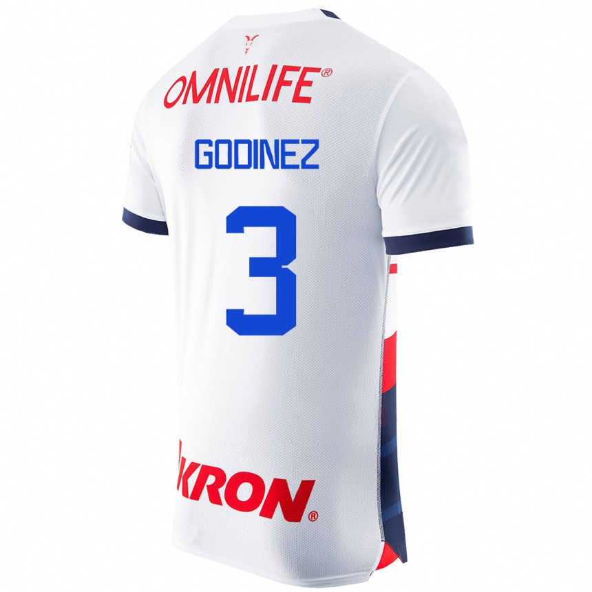 Herren Fußball Damaris Godínez #3 Weiß Auswärtstrikot Trikot 2023/24 T-Shirt Luxemburg