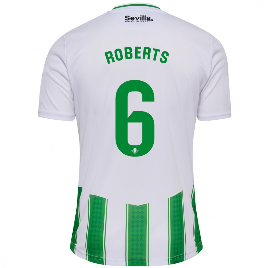 Damen Fußball Rhiannon Roberts #6 Weiß Heimtrikot Trikot 2023/24 T-Shirt Luxemburg