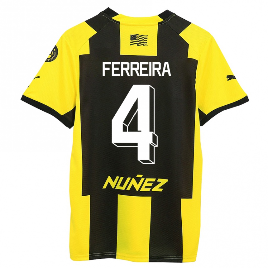 Damen Fußball Joaquín Ferreira #4 Gelb Schwarz Heimtrikot Trikot 2023/24 T-Shirt Luxemburg