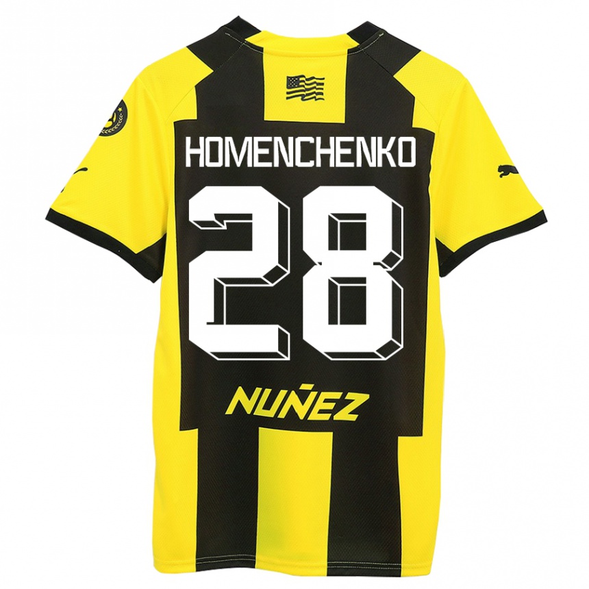Damen Fußball Santiago Homenchenko #28 Gelb Schwarz Heimtrikot Trikot 2023/24 T-Shirt Luxemburg