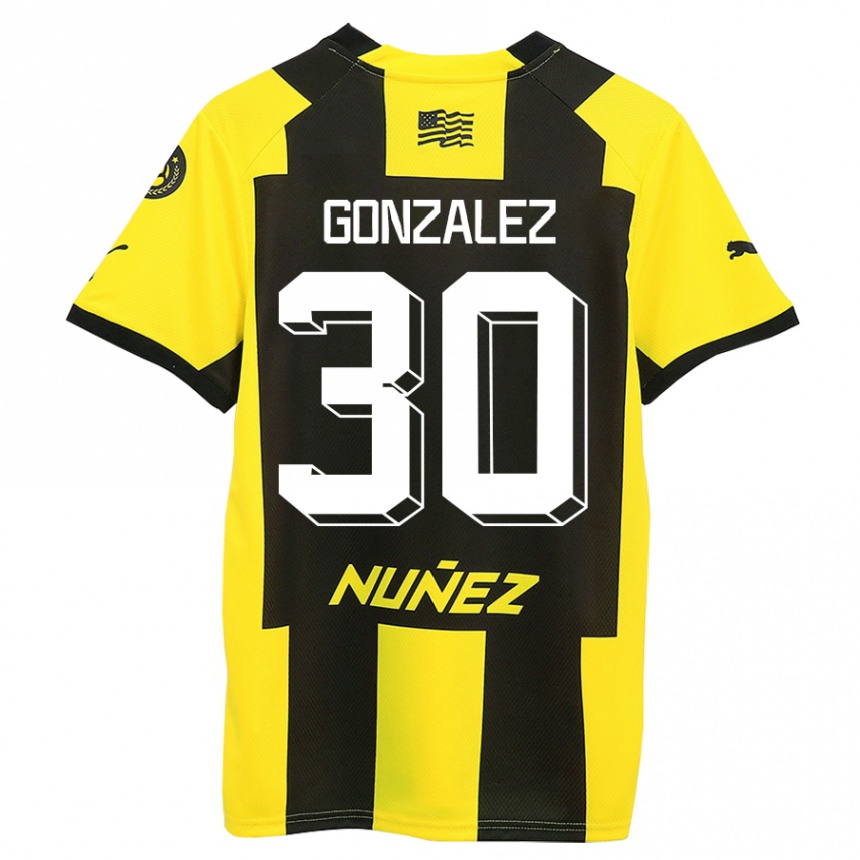 Damen Fußball Ángel González #30 Gelb Schwarz Heimtrikot Trikot 2023/24 T-Shirt Luxemburg