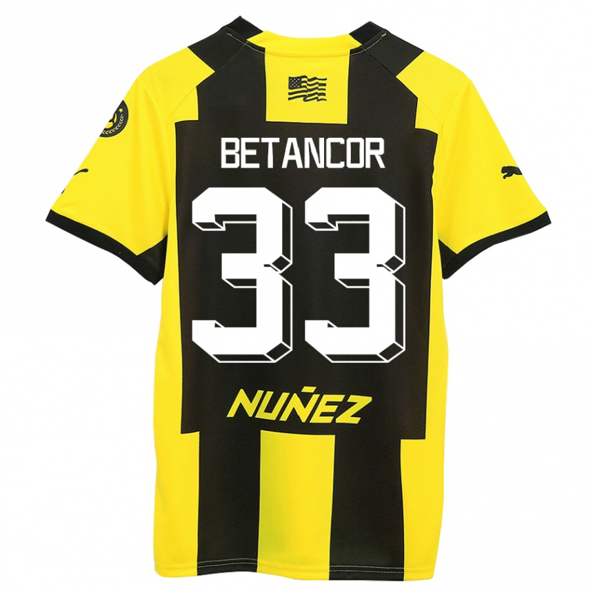 Damen Fußball Bruno Betancor #33 Gelb Schwarz Heimtrikot Trikot 2023/24 T-Shirt Luxemburg