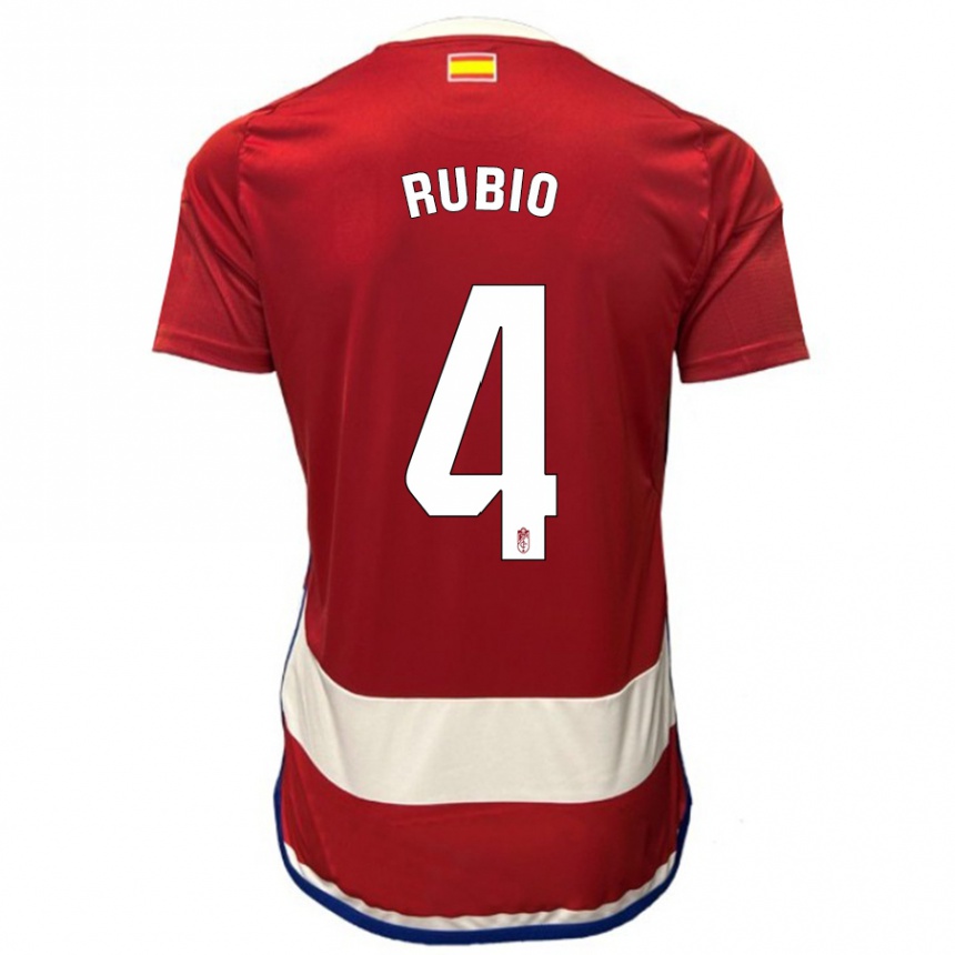 Damen Fußball Miguel Rubio #4 Rot Heimtrikot Trikot 2023/24 T-Shirt Luxemburg