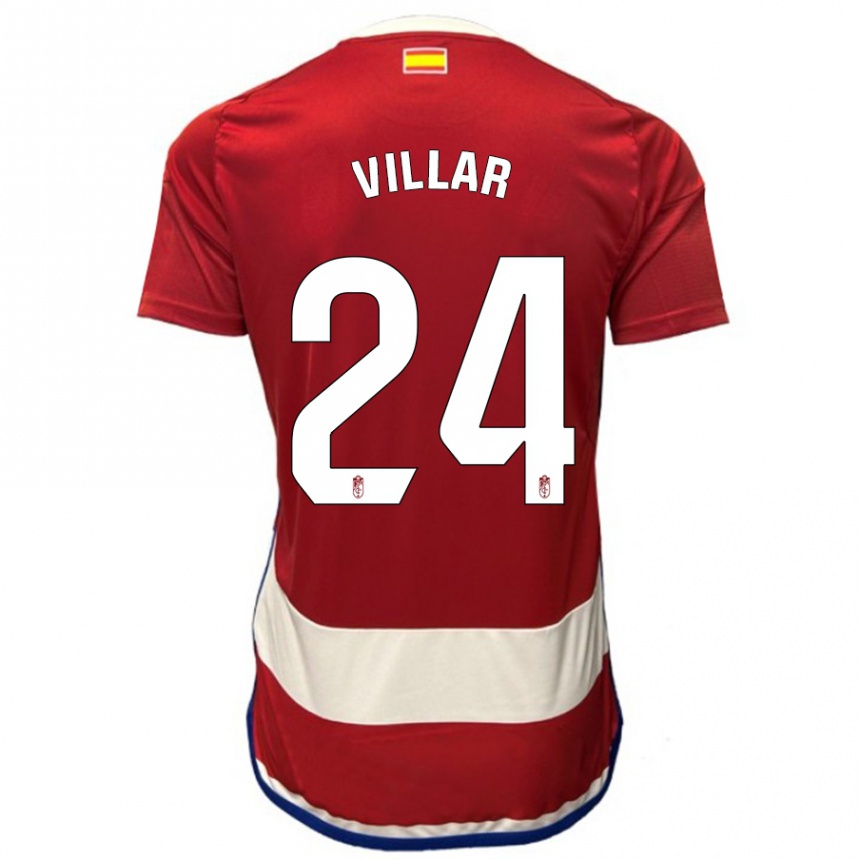 Damen Fußball Gonzalo Villar #24 Rot Heimtrikot Trikot 2023/24 T-Shirt Luxemburg