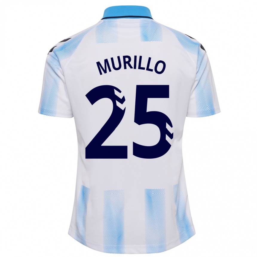 Damen Fußball Diego Murillo #25 Weiß Blau Heimtrikot Trikot 2023/24 T-Shirt Luxemburg