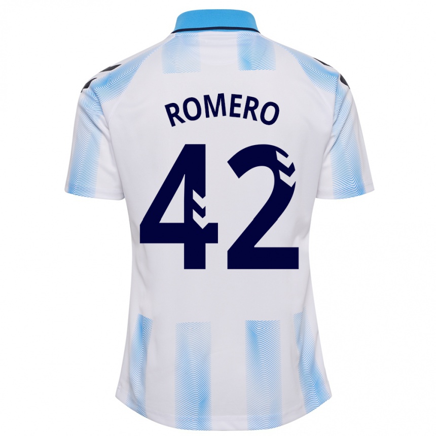 Damen Fußball Andrea Romero #42 Weiß Blau Heimtrikot Trikot 2023/24 T-Shirt Luxemburg