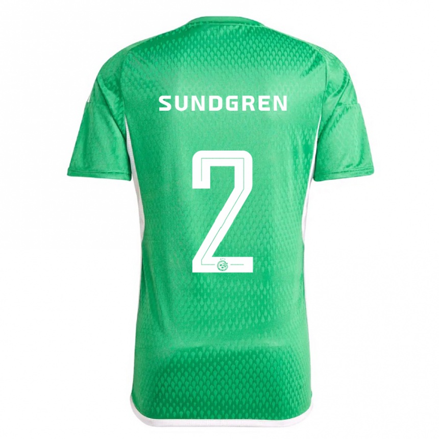 Damen Fußball Daniel Sundgren #2 Weiß Blau Heimtrikot Trikot 2023/24 T-Shirt Luxemburg