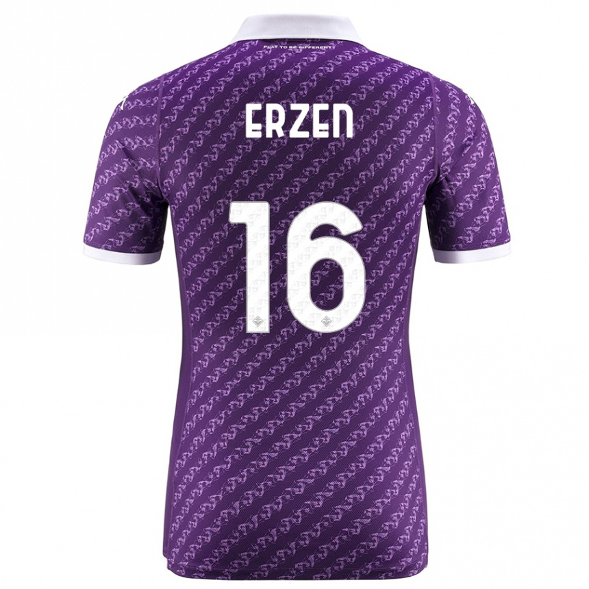 Damen Fußball Kaja Erzen #16 Violett Heimtrikot Trikot 2023/24 T-Shirt Luxemburg