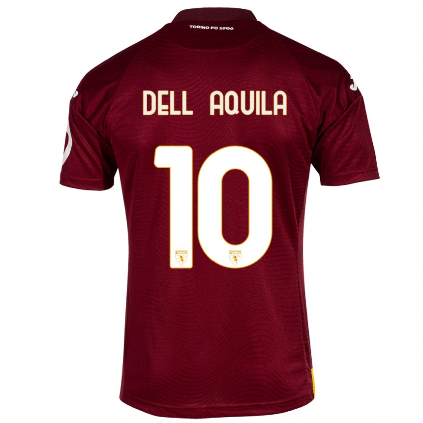 Damen Fußball Francesco Dell'aquila #10 Dunkelrot Heimtrikot Trikot 2023/24 T-Shirt Luxemburg