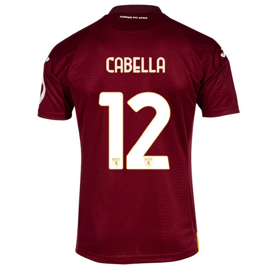Damen Fußball Matteo Cabella #12 Dunkelrot Heimtrikot Trikot 2023/24 T-Shirt Luxemburg